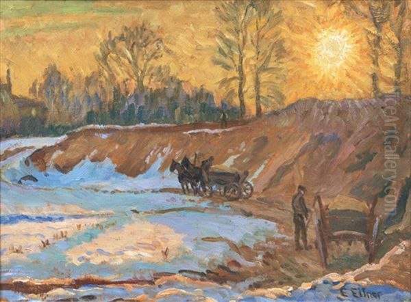 Kiesgrube In Hummelsbuttel Oil Painting by Ernst (Wilhelm Heinrich E. ) Eitner