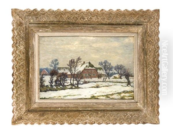 Bauernkate In Hummelsbuttel Oil Painting by Ernst (Wilhelm Heinrich E. ) Eitner