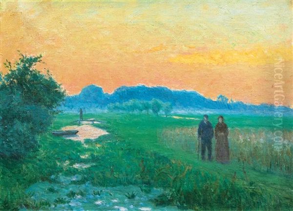 Evening Mood Oil Painting by Ernst (Wilhelm Heinrich E. ) Eitner