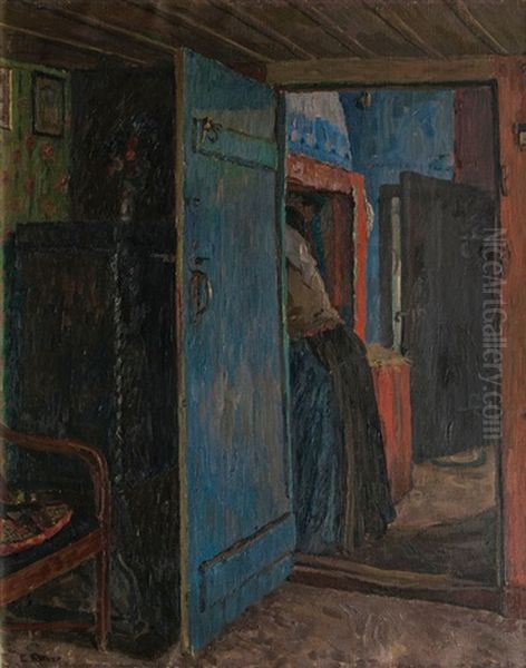 Kitchen Interior In The Probstei, Schleswig-holstein Oil Painting by Ernst (Wilhelm Heinrich E. ) Eitner