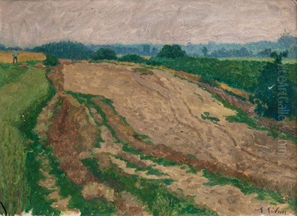 Fields In Wellingsbuttel Oil Painting by Ernst (Wilhelm Heinrich E. ) Eitner