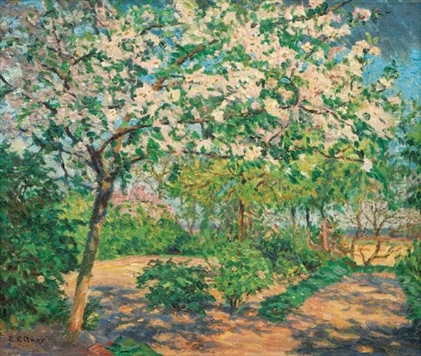Blossoming Trees Oil Painting by Ernst (Wilhelm Heinrich E. ) Eitner