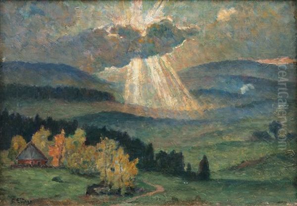 Evening In Hain Oil Painting by Ernst (Wilhelm Heinrich E. ) Eitner