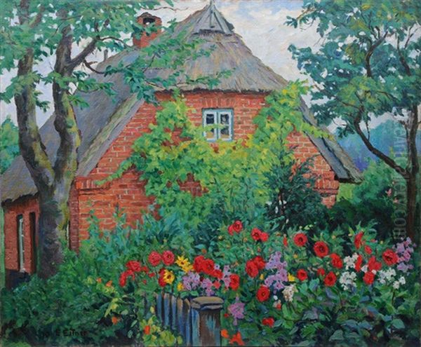 Blooming Garden Oil Painting by Ernst (Wilhelm Heinrich E. ) Eitner