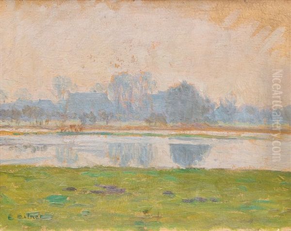 By The Alster Oil Painting by Ernst (Wilhelm Heinrich E. ) Eitner