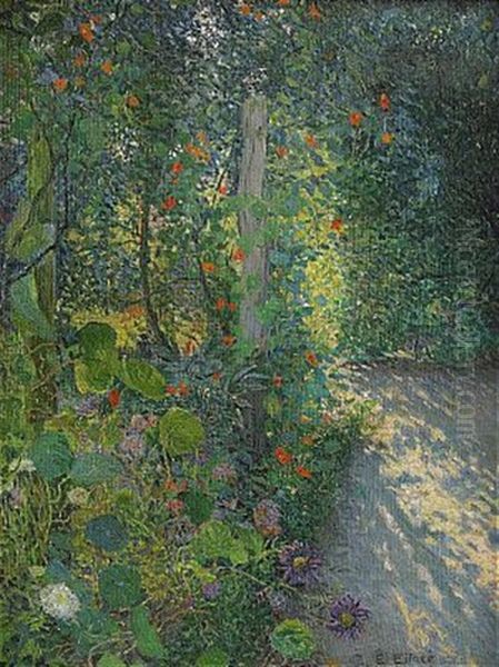 Solbelyst Sommartradgard Oil Painting by Ernst (Wilhelm Heinrich E. ) Eitner