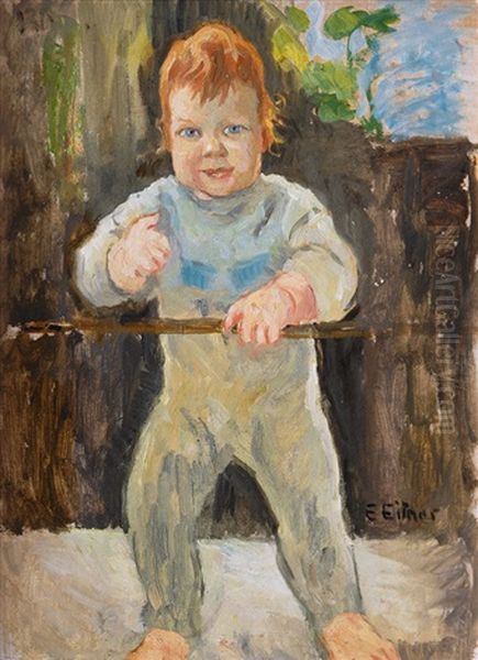 Smiling Redhead Oil Painting by Ernst (Wilhelm Heinrich E. ) Eitner