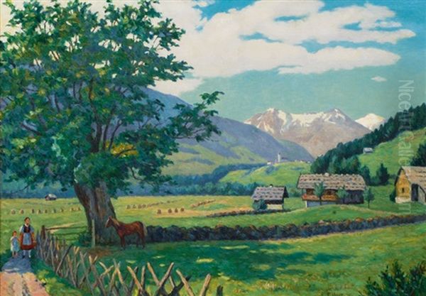 Alpine Scenery In Summer Oil Painting by Ernst (Wilhelm Heinrich E. ) Eitner