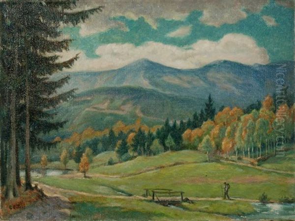 Aus Kiesewald Rsgb. Oil Painting by Ernst (Wilhelm Heinrich E. ) Eitner