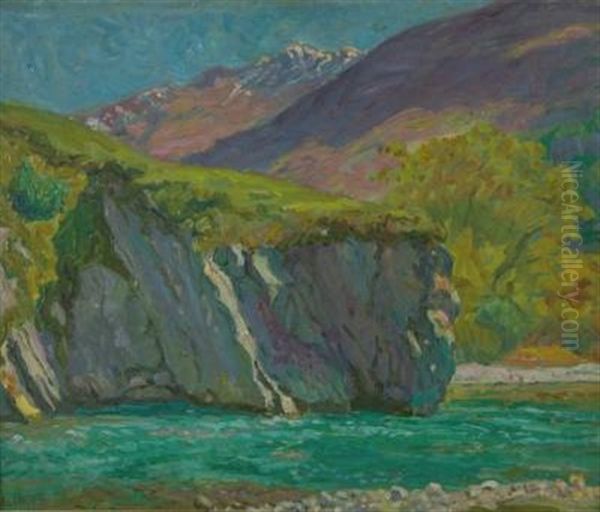 An Der Reuss Oil Painting by Ernst (Wilhelm Heinrich E. ) Eitner