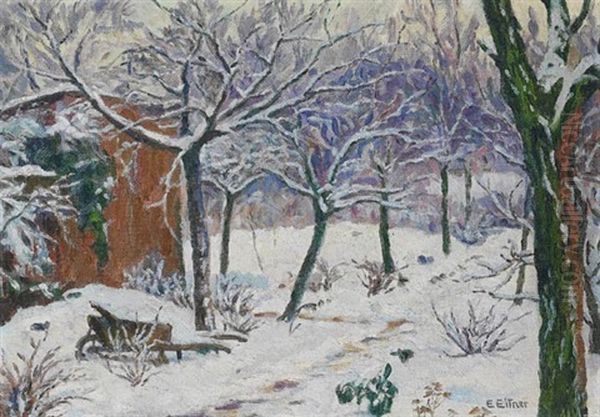 Garten Im Winter Oil Painting by Ernst (Wilhelm Heinrich E. ) Eitner