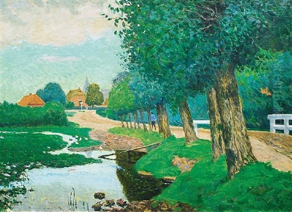 Dorfteich Bei Scharbeutz Oil Painting by Ernst (Wilhelm Heinrich E. ) Eitner