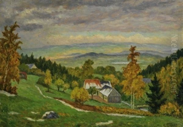 Talblick, Riesengebirge Oil Painting by Ernst (Wilhelm Heinrich E. ) Eitner