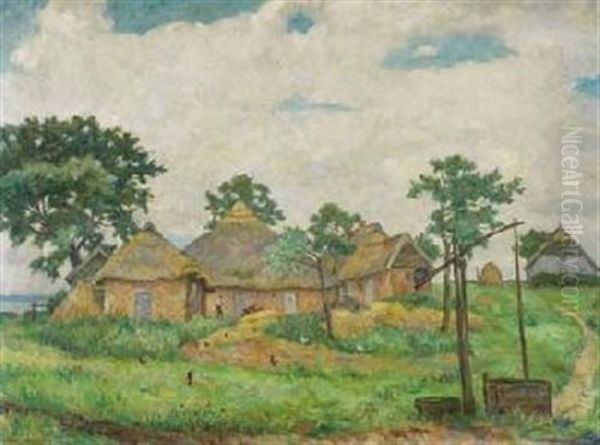 Gehoft Auf Rugen Oil Painting by Ernst (Wilhelm Heinrich E. ) Eitner