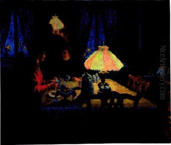 Abendbesuch Oil Painting by Ernst (Wilhelm Heinrich E. ) Eitner