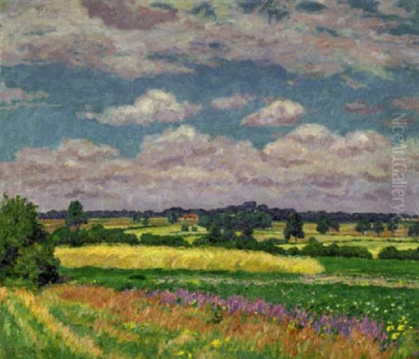 Norddeutsche Sommerlandschaft Oil Painting by Ernst (Wilhelm Heinrich E. ) Eitner