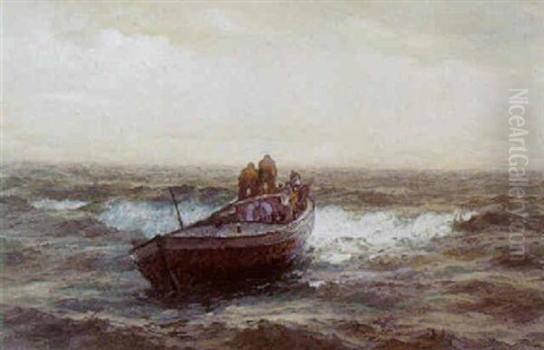 Rodspaettefiskere Oil Painting by Emil Gotthard Ekman