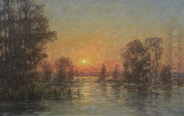 Soluppgang Oil Painting by Per Ekstroem