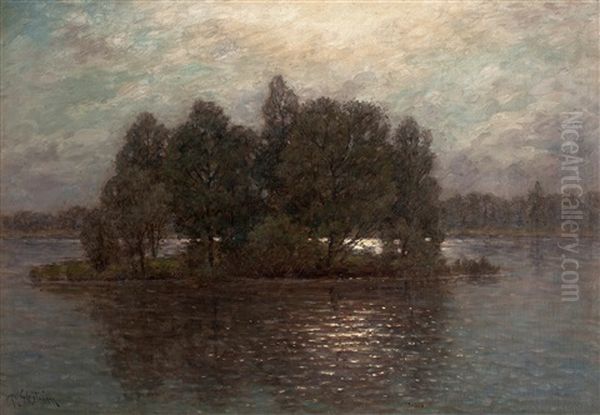 Skymning Over Sjo Oil Painting by Per Ekstroem
