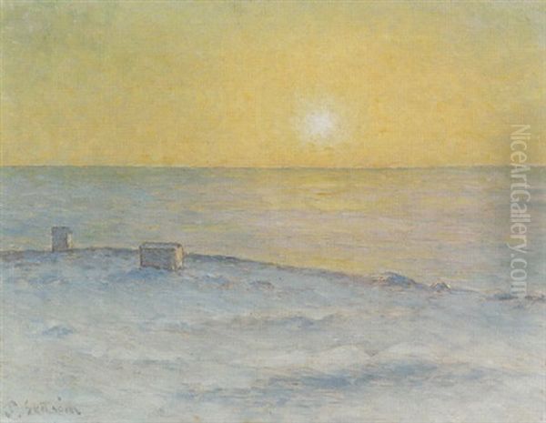 Soluppgang Over Havet Oil Painting by Per Ekstroem