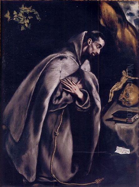 Saint Francis Meditating Oil Painting by  El Greco