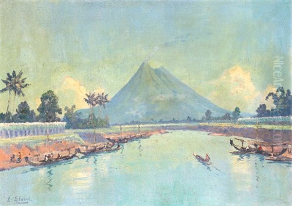 Mountain Oil Painting by Leo Eland
