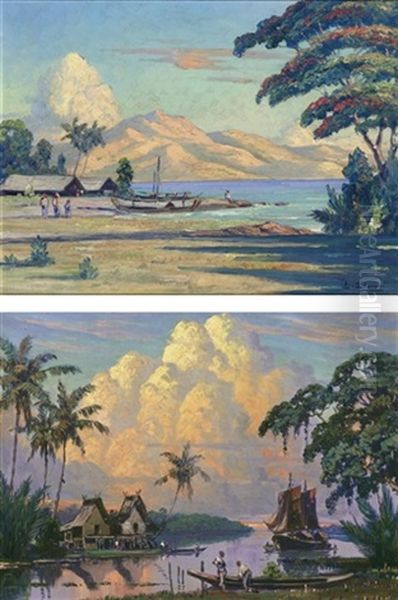 Sunrise/sunset Oil Painting by Leo Eland