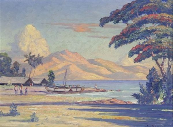 Kuste Von Sumatra Oil Painting by Leo Eland