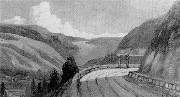 Figures On A Road Near Lake Toba Oil Painting by Leo Eland