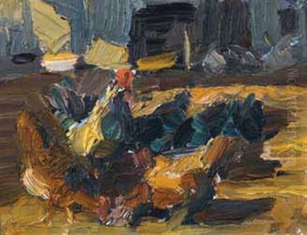 Huhner Im Hof Oil Painting by Franz Jakob Elmiger