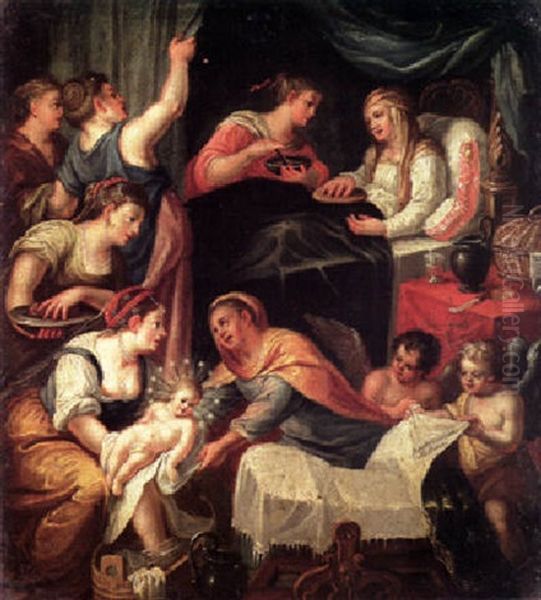 Die Geburt Mariens Oil Painting by Adam Elsheimer
