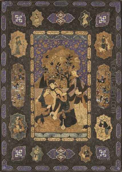 The Celebrate Of Siavoosh And Soodabeh Oil Painting by Mirza Aga Emami