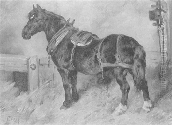 A Pony In Harness Oil Painting by John Emms