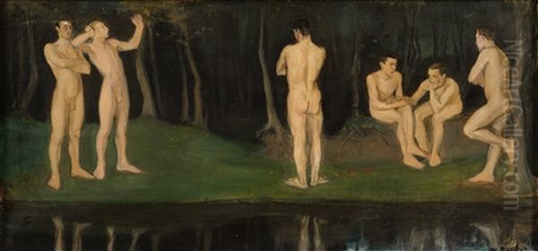Togetherness Oil Painting by Magnus Enckell
