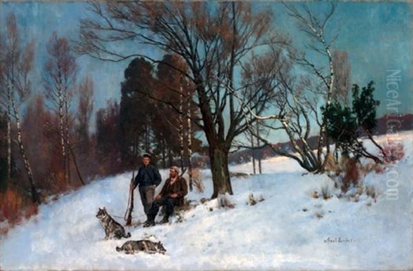 Hvile Under Jakten Oil Painting by Axel Ender