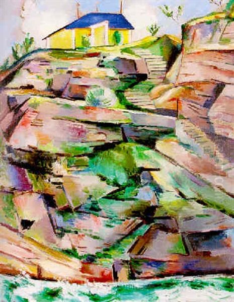 Huset Pa Klippbranten Oil Painting by Leander Engstroem the Elder