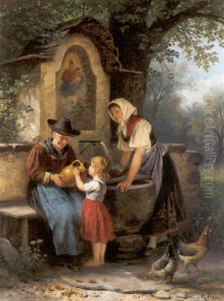 Ein Kuhler Schluck Oil Painting by Rudolf Epp