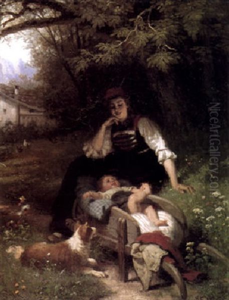 Mother's Darling Oil Painting by Rudolf Epp