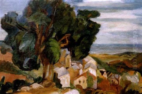 Village Sous Arbre Oil Painting by Henri Epstein