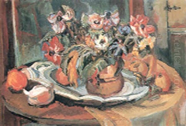 Nature Morte Aux Fruits Et Aux Fleurs Oil Painting by Henri Epstein