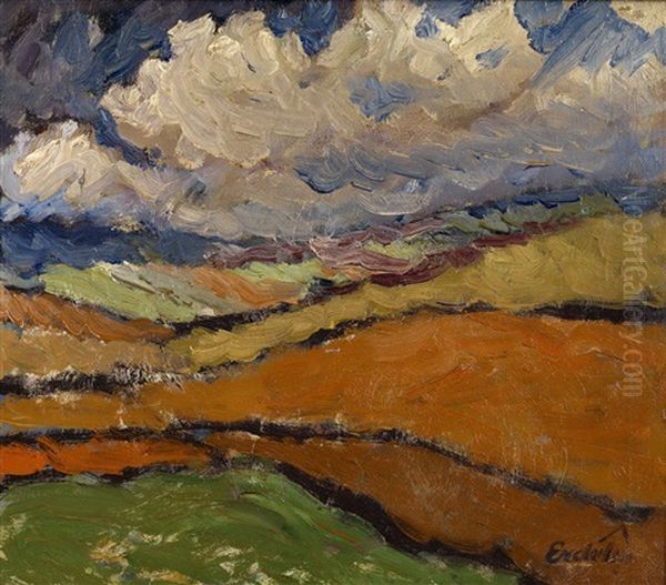 Rural Landscape Oil Painting by Adalbert Erdelyi