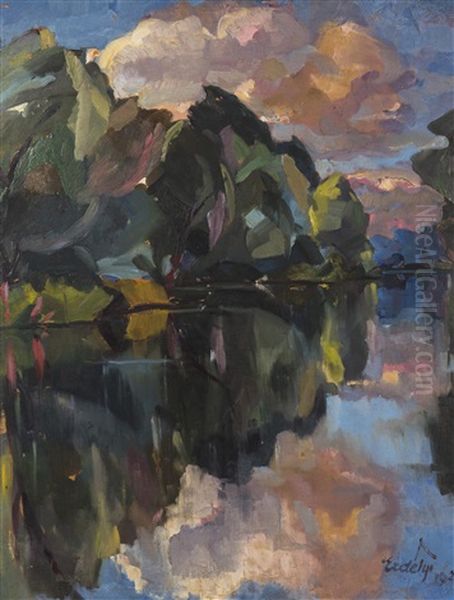 Reflections On Mala Uzh Oil Painting by Vojtech Erdelyi