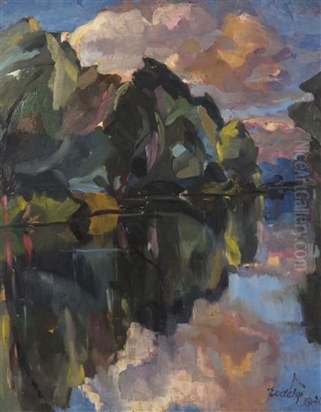 Reflections On Mala Uz Oil Painting by Vojtech Erdelyi