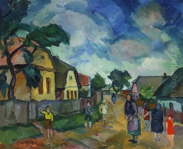 Auf Dem Dorf Oil Painting by Vojtech Erdelyi
