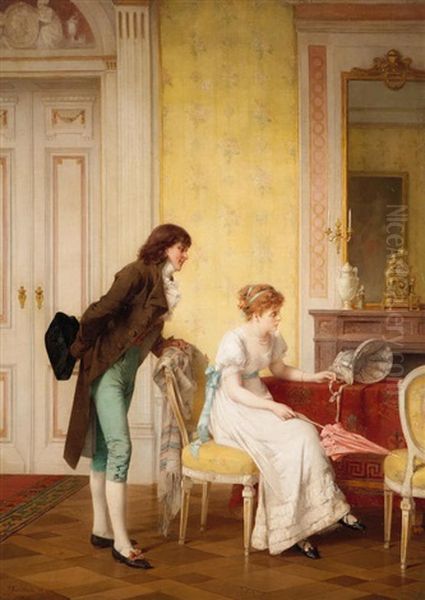 Conversation In The Salon Oil Painting by Otto Wilhelm Eduard Erdmann
