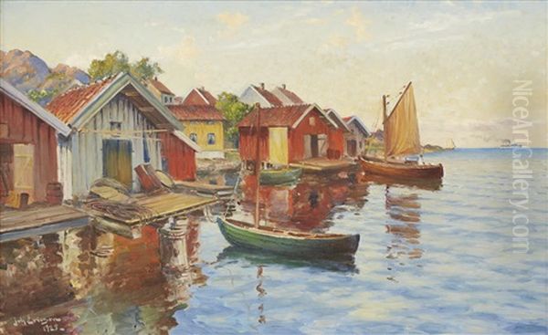 Fiskelage I Bohuslan Oil Painting by Johan Ericson