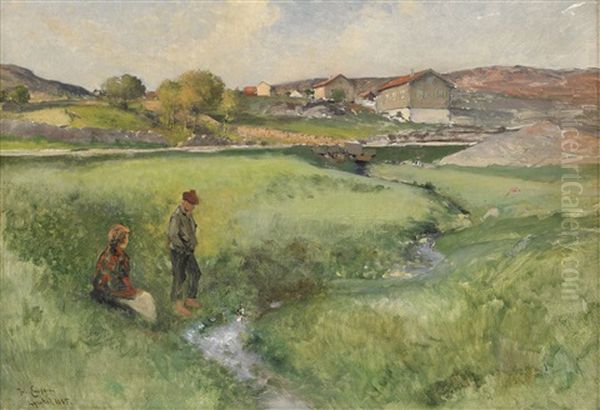 Lekande Barn - Lysekil Oil Painting by Johan Ericson