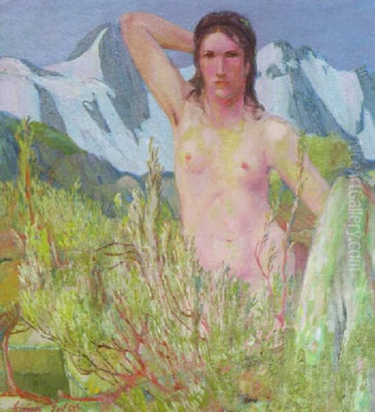 Fruhling Im Engadin Oil Painting by Erich Erler-Samedan