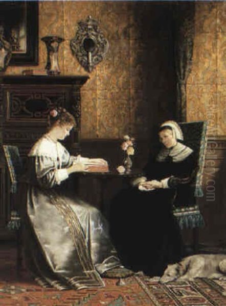 Reading A Book Oil Painting by Rudolf Ernst