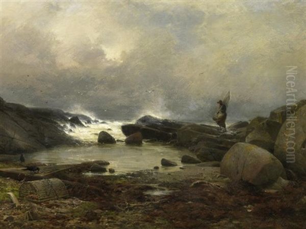 Sturmischer Tag An Der Kuste Oil Painting by Hermann Eschke
